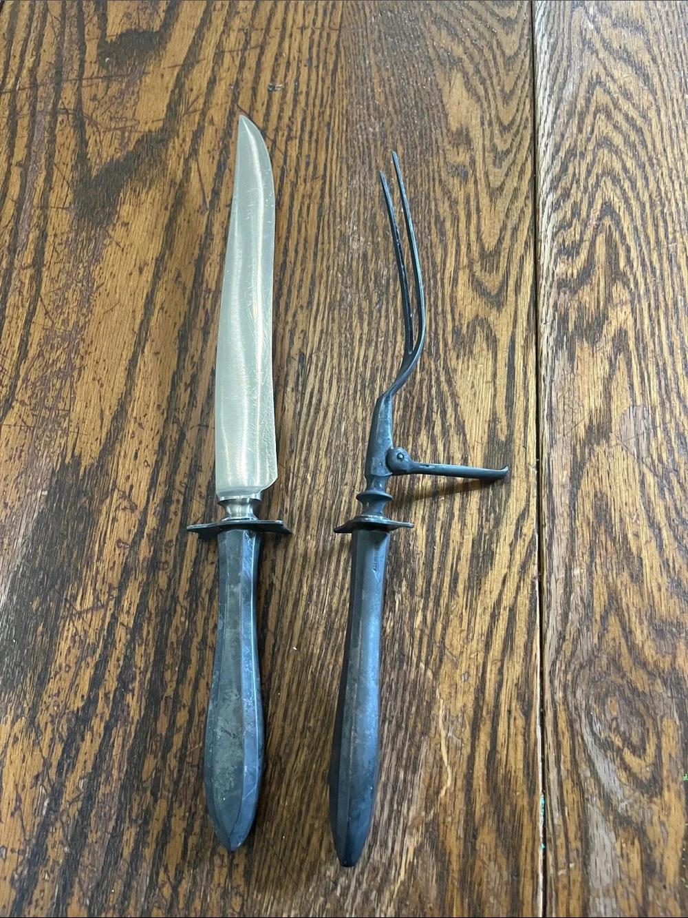 Carving Knife and Fork Set - Black Handle